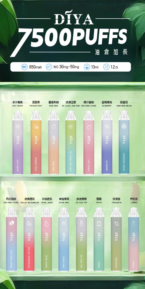 6月新品💥叮啞 DIYA 7500口抛棄式❤️CP值超高❤️口感超讚|活動10送1