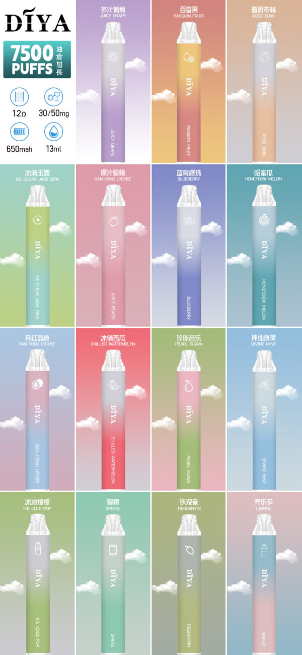 6月新品💥叮啞 DIYA 7500口抛棄式❤️CP值超高❤️口感超讚|活動10送1